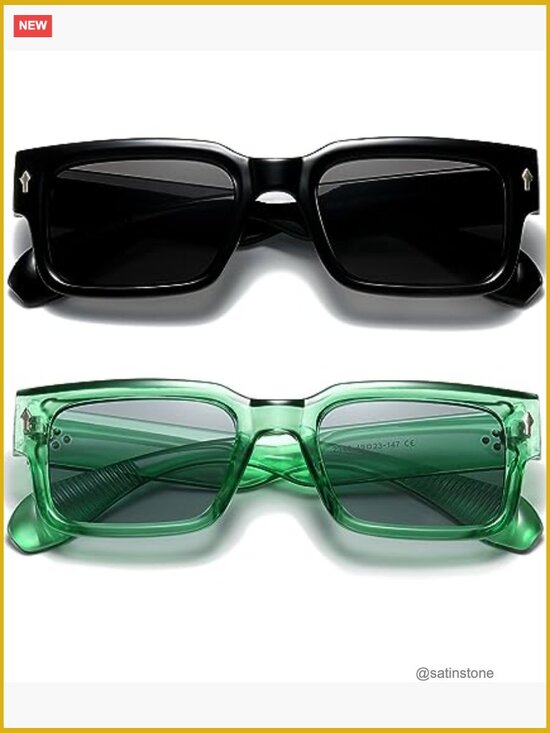 Trendy Chunky Rectangle Square Frame Unisex Sunglasses UV400